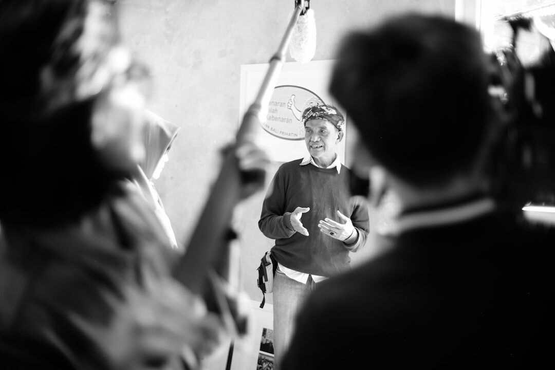 confident speaker presenting to audience