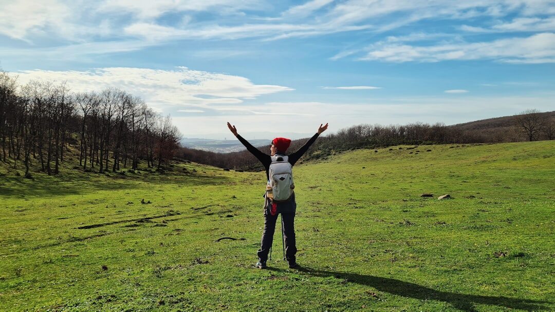 person feeling free outdoors